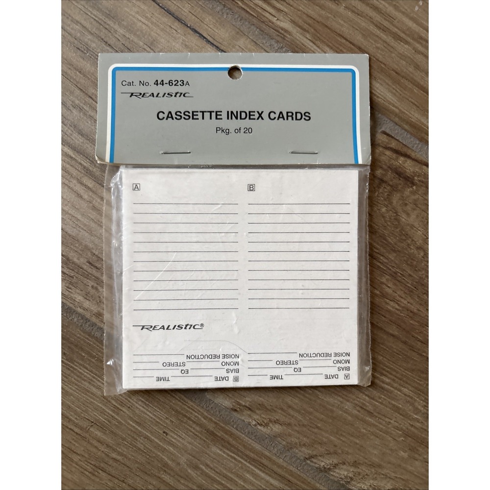 Realistic Pkg Of 20 Cassette Index Cards Shell Insert Labels 44-623a